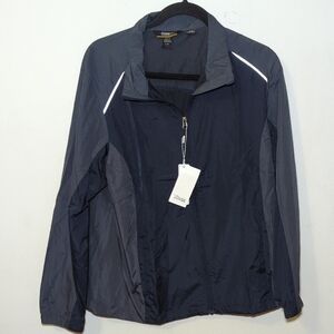 Core365 Windbreaker Jacket Dark Blue + Gray Reflective NEW Women's Size L